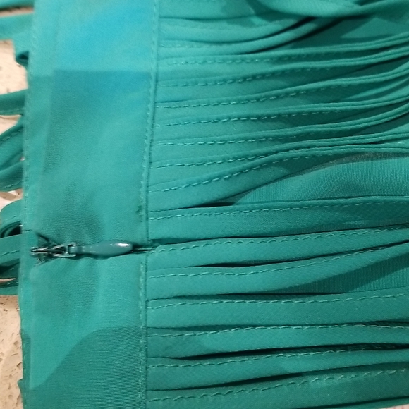 Zara green fringed mini zipper side closure sz XL NWOTS - Picture 4 of 4